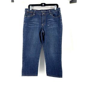 Salt Works Women's Mid Rise Med Wash Crop Denim Jeans Flap Pockets Size 6